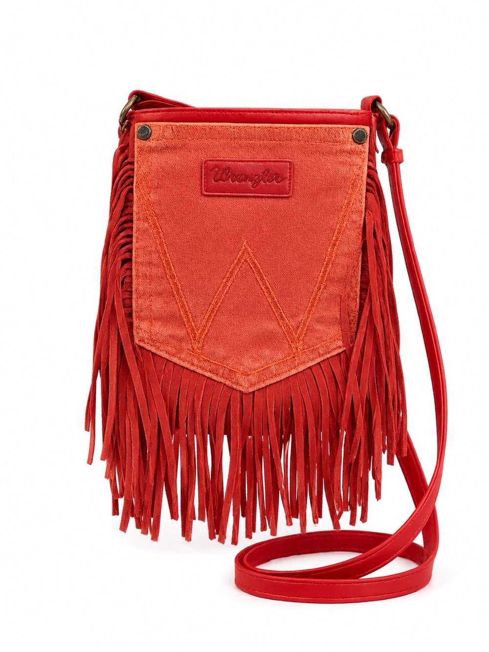 Wrangler Red Suede Fringe Crossbody